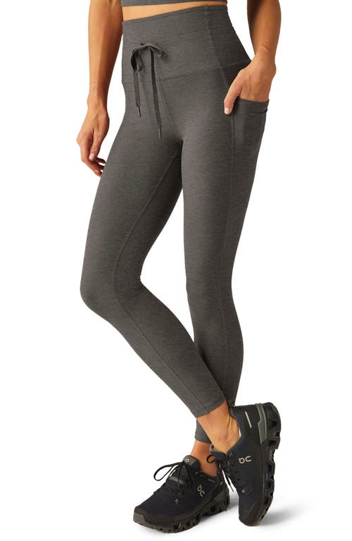 Beyond Yoga Space Dye Pocket Midi Leggings In True Gray Heather