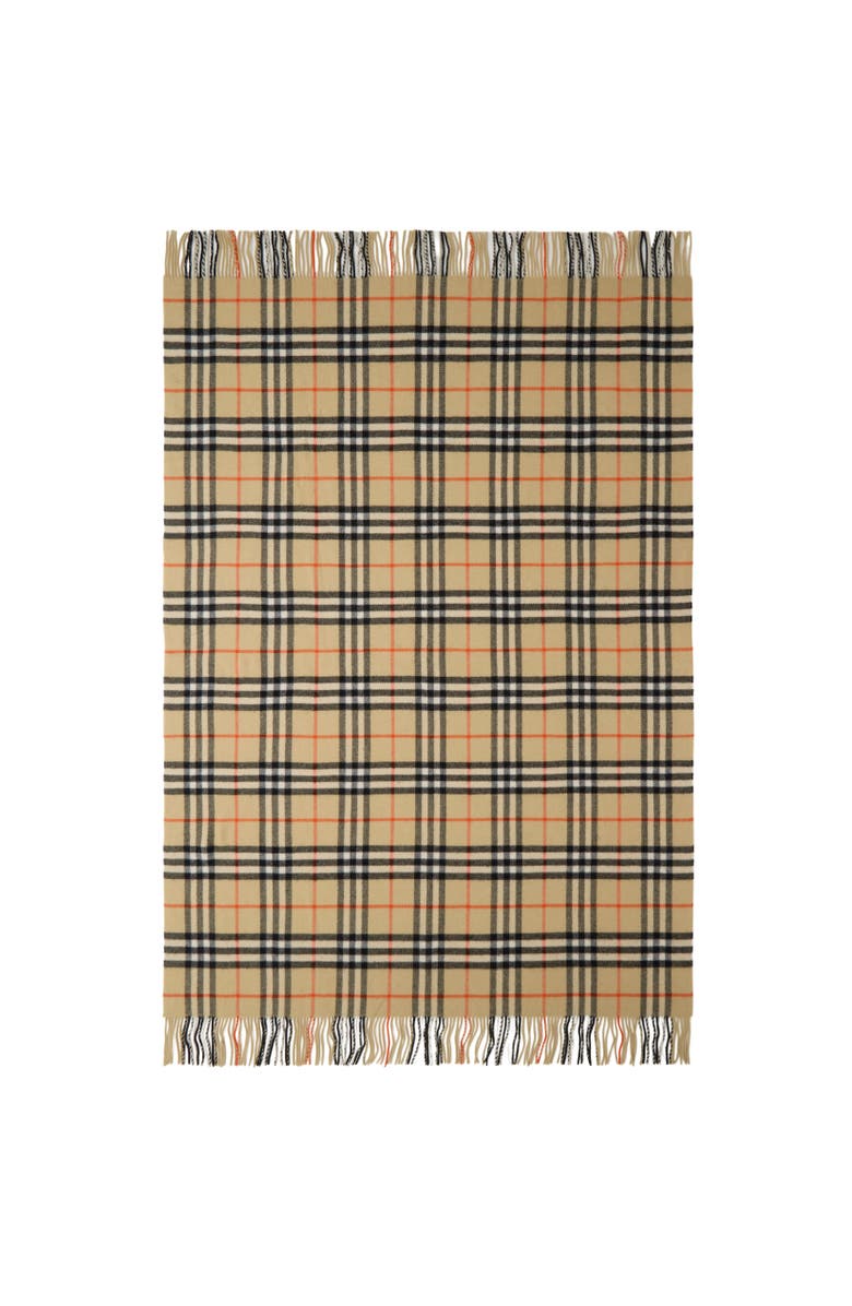Burberry Check Wool Cashmere Blanket, Alternate, color, Sand
