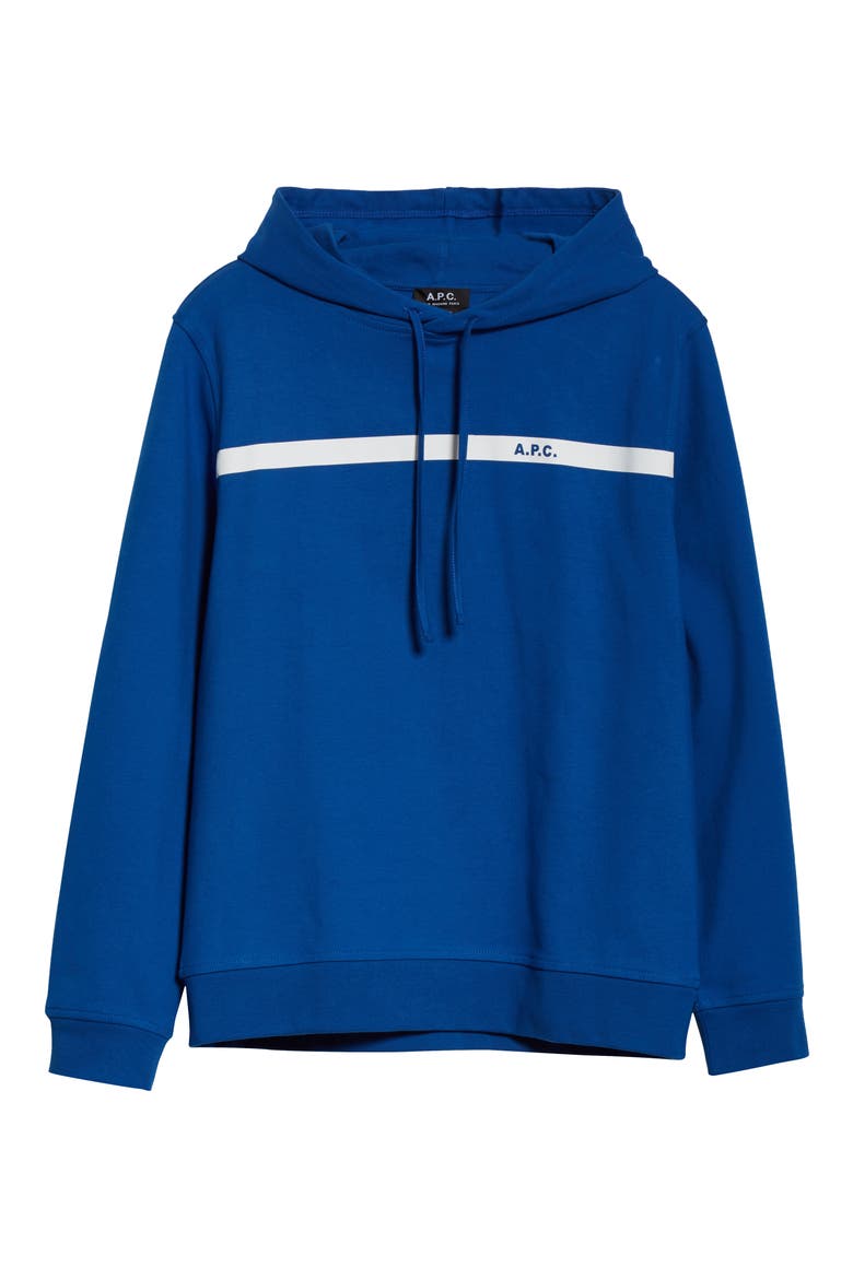 Logo Stripe Hooded Sweatshirt, Alternate, color, BLUE