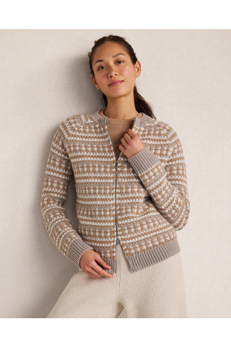 Balance Merino Wool Blend Bomber Jacket, Main, color, Ivory/Acorn/Mushroom