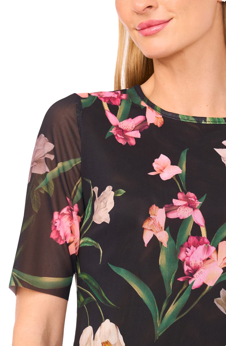 Ted Baker Floral Print Mesh T-Shirt, Alternate, color, 