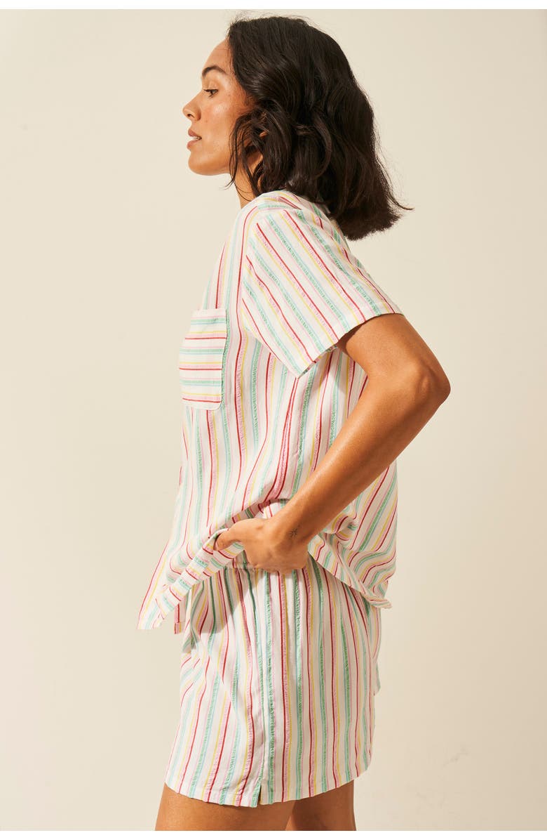 Stripe & Stare Seersucker Short Sleeve PJ Top, Alternate, color,