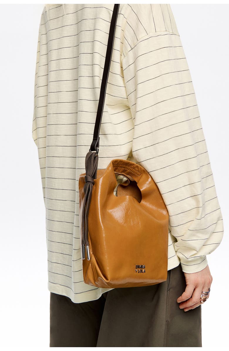 Bimba y Lola Leather Mini Paper Bag, Alternate, color, Caramel