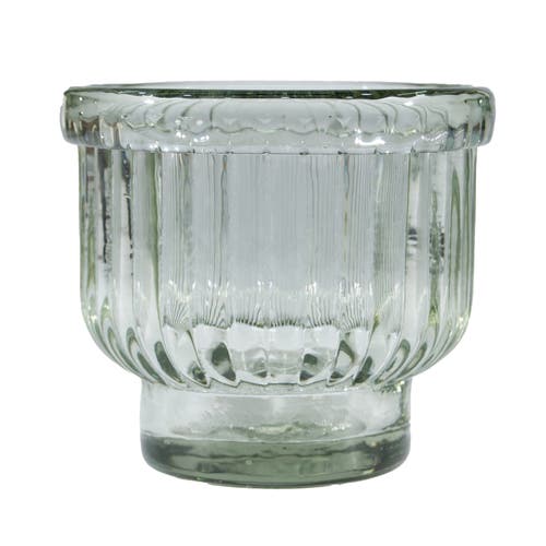 Storied Home Hand-blown Embossed Ribbed Glass Tealight/votive Holder, Clear In Transparent