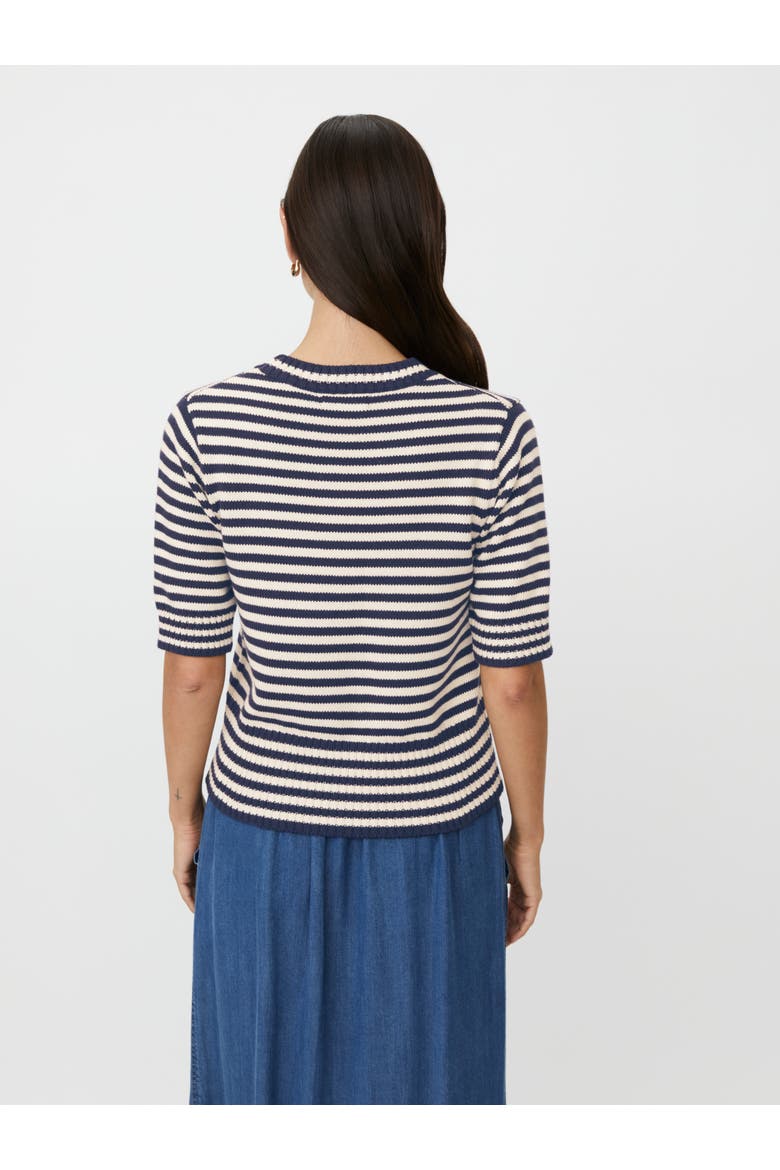 MaFaeleen Striped Short Sleeve Sweater, Alternate, color, Navy Blazer