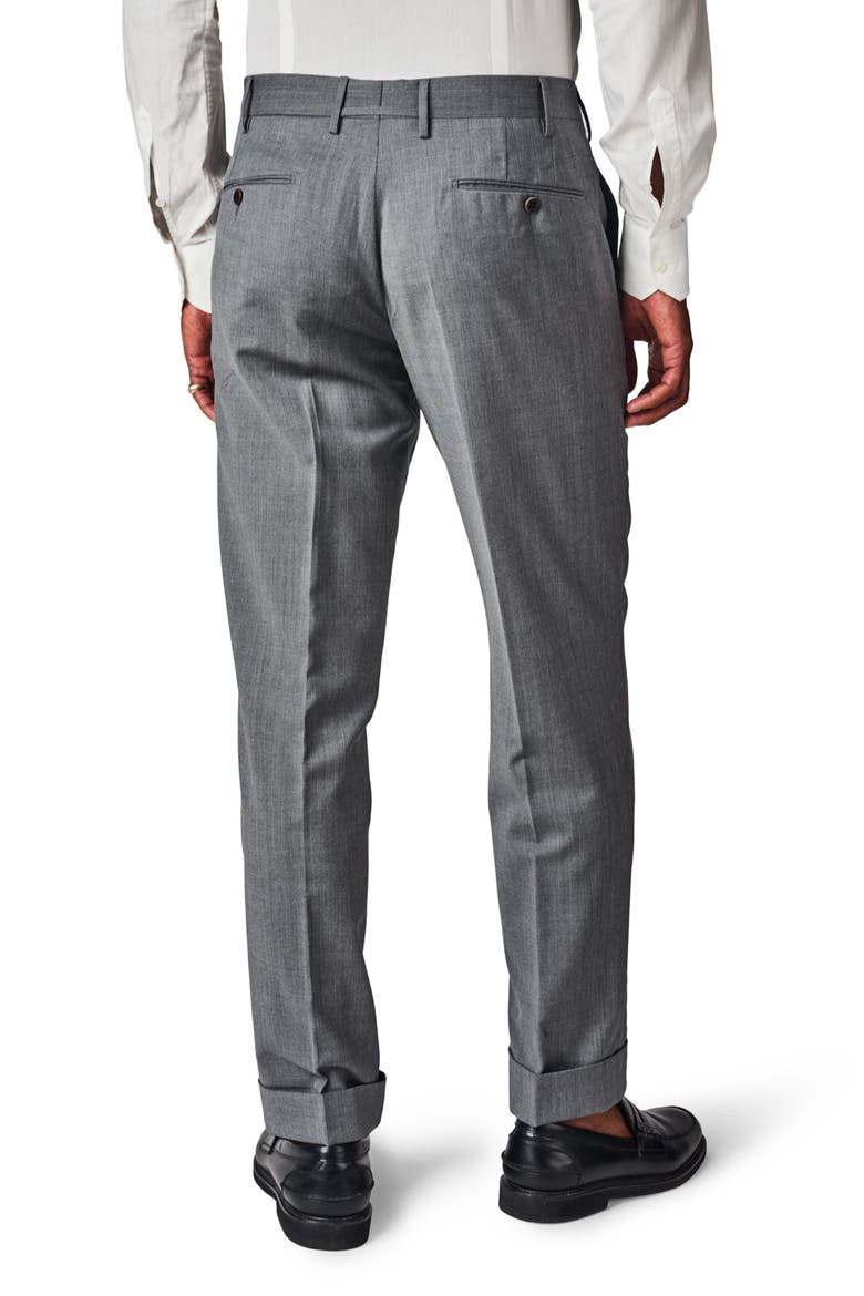 Parker Flat Front Solid Stretch Wool Trousers, Alternate, color, LIGHT GREY