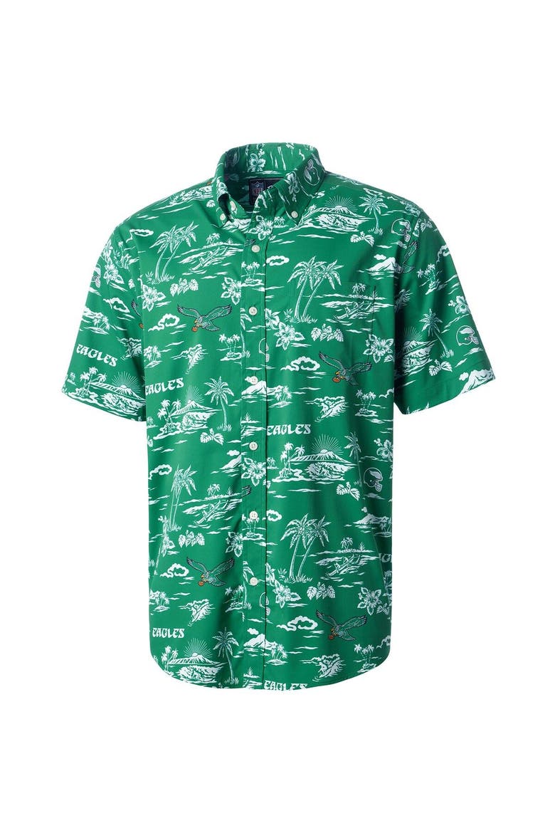 Men's Reyn Spooner Green Philadelphia Eagles Throwback Kekai Print Button-Up Shirt, Alternate, color, Green