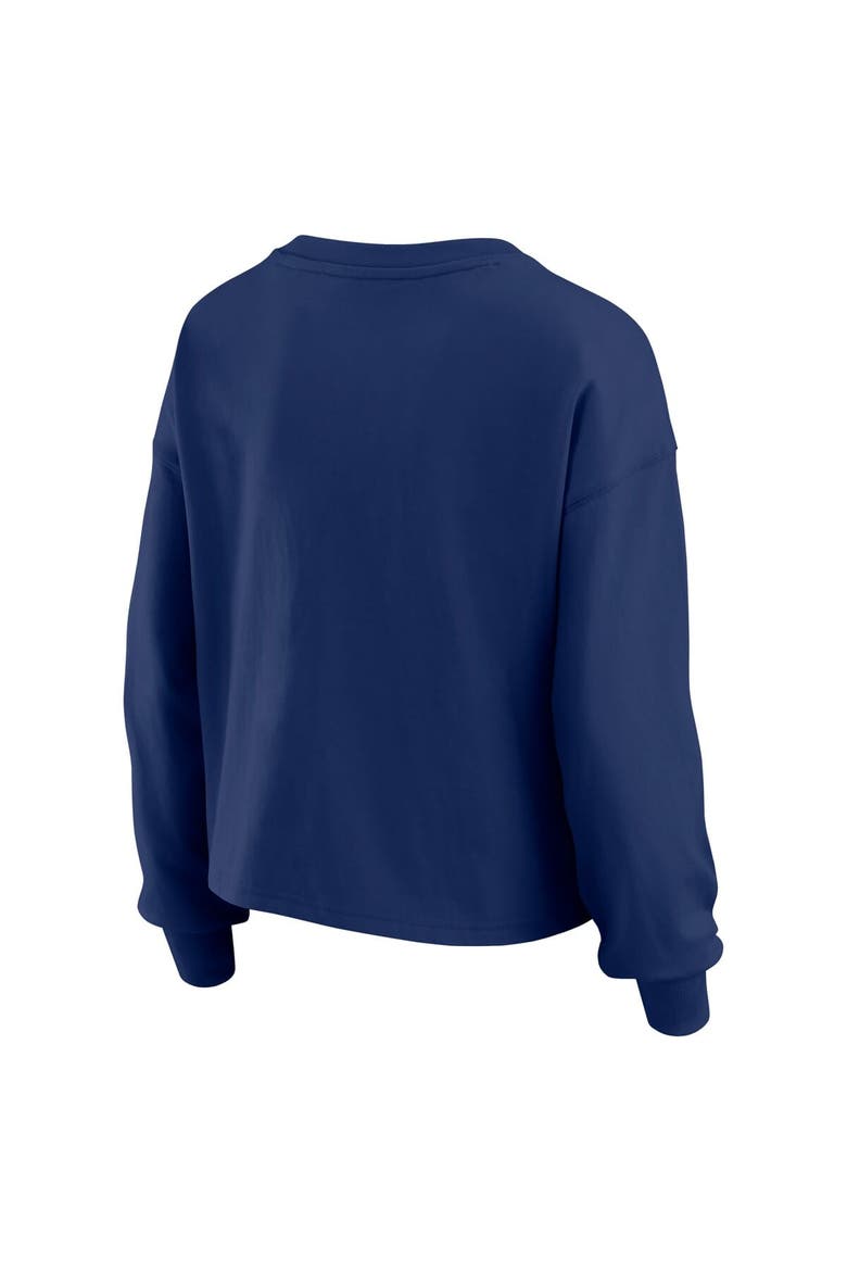 Women's WEAR by Erin Andrews Navy New England Patriots Heavy Rugby Jersey Long Sleeve T-Shirt & Shorts Lounge Set, Alternate, color, Navy