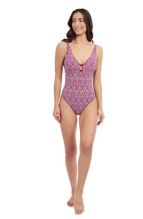 Profile By Gottex Plume V Neck Deep Plunge One Piece In Brick White