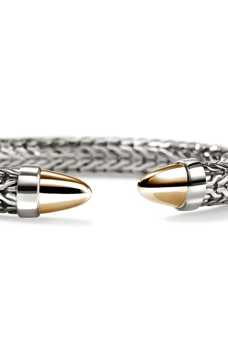 John Hardy Spear 50 Flex Cuff Sterling Silver Bracelet, Alternate, color, Silver And Gold