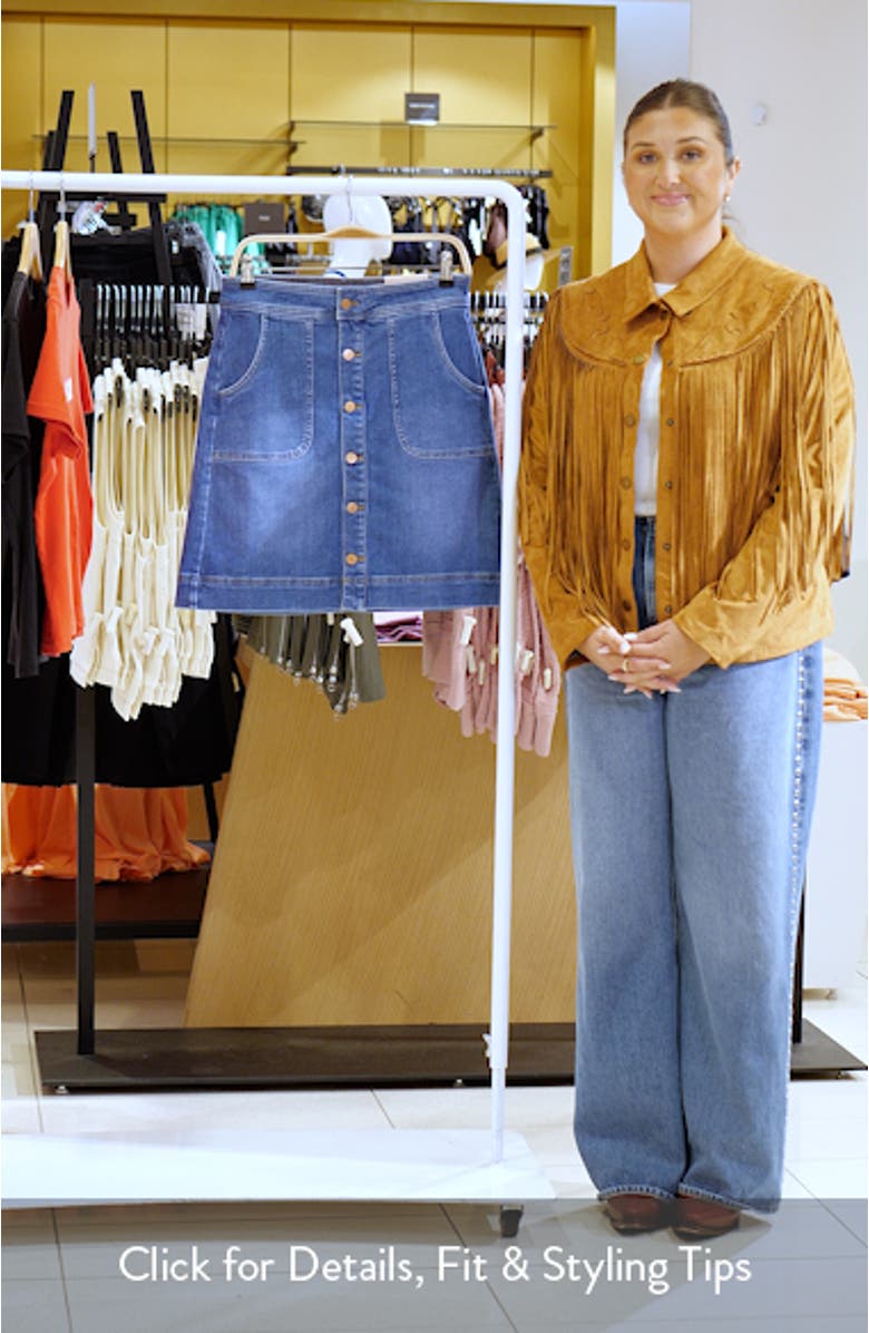 High Waist A-Line Denim Utility Skirt, sales video thumbnail
