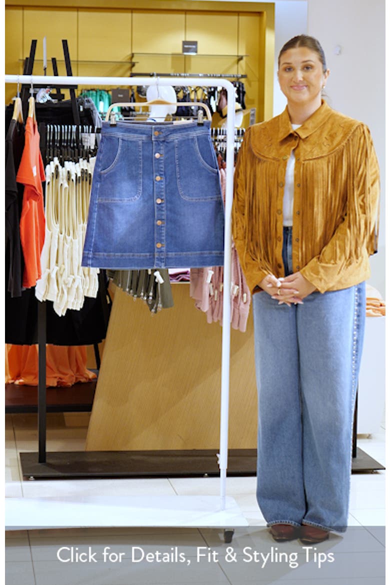 High Waist A-Line Denim Utility Skirt video