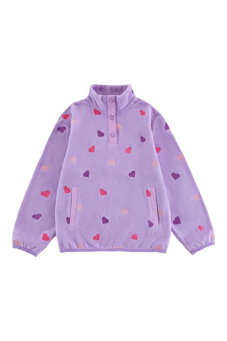 Kids' Embroidered Heart Polar Fleece Pullover, Main, color, PURPLE HEARTS