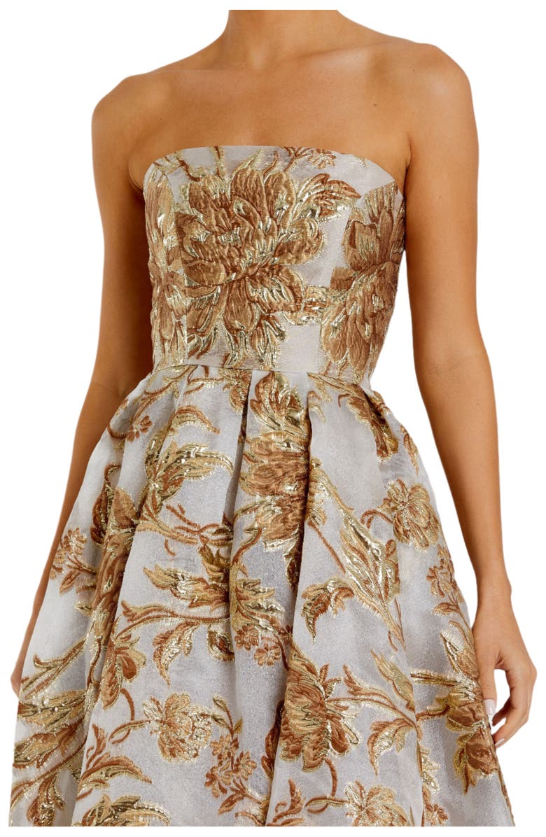 Mac Duggal Women's Strapless Brocade Midi Dress with Pockets, Alternate, color, Bronze