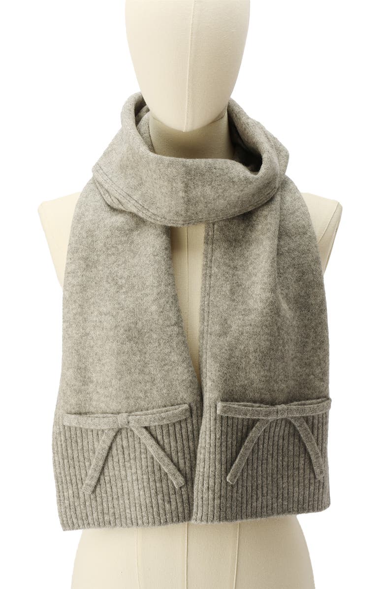 Kate Spade New York bow wool scarf, Alternate, color, Heather Grey