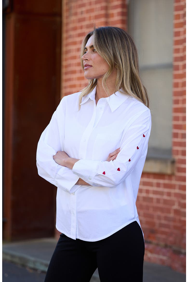 Thea Cotton Shirt, Alternate, color, WHITE HEARTS