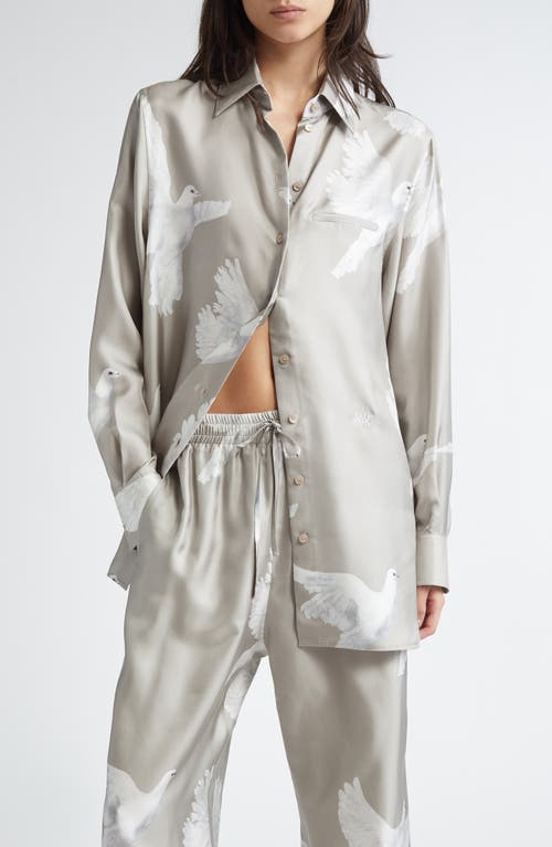 Stella Mccartney Birds Print Relaxed Silk Button-up Shirt