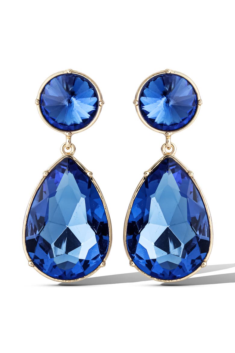Blue Teardrop Statement Earrings, Main, color, Blue