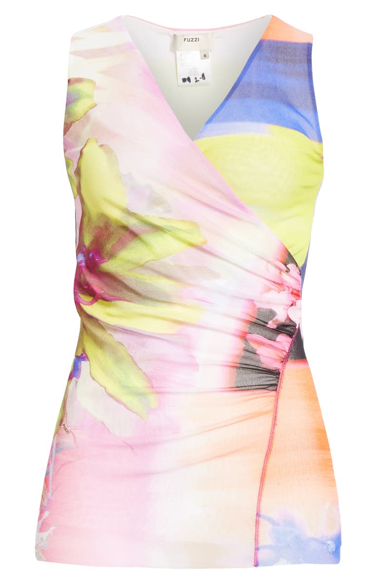 Fuzzi Floral & Chevron Sleeveless Wrap Top, Alternate, color,