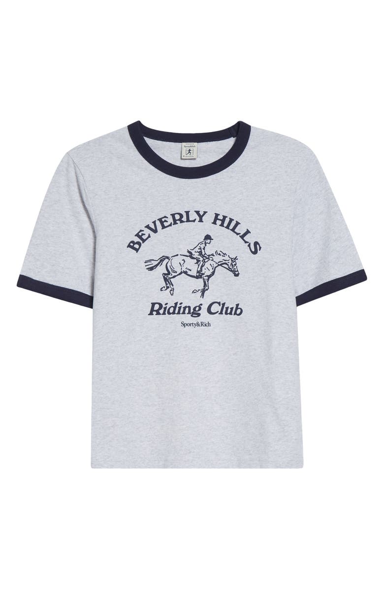 Sporty & Rich Riding Club Graphic Ringer T-Shirt, Alternate, color, Heather Gray/ Dark Navy