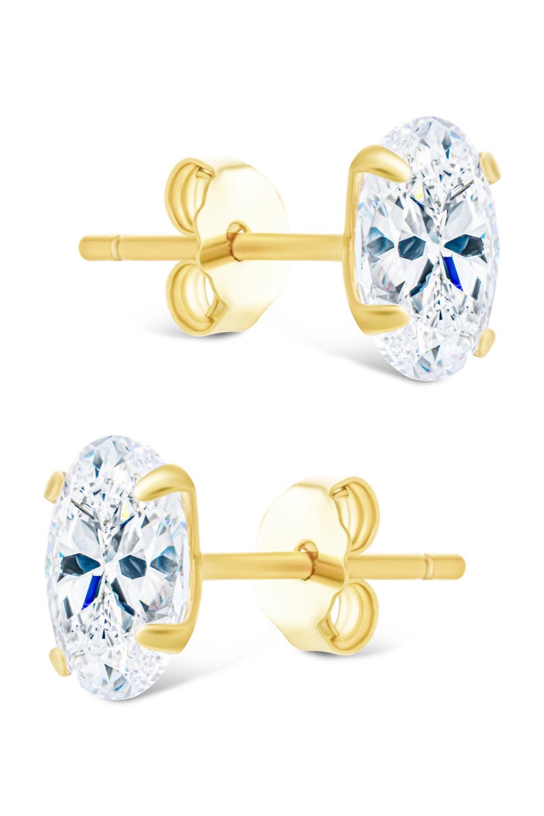 Oval-Cut Cubic Zirconia Stud Earrings, Alternate, color, GOLD