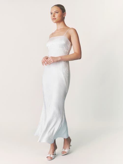 Six Stories Paloma Satin Floral Jacquard Maxi Dress In White