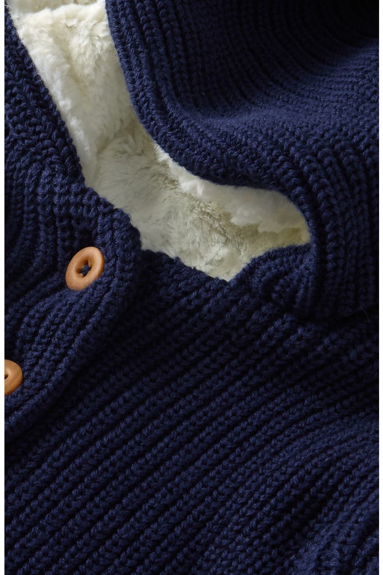 Hooded Cotton Cardigan with Faux Fur Lining, Alternate, color, NAVY PEACOAT