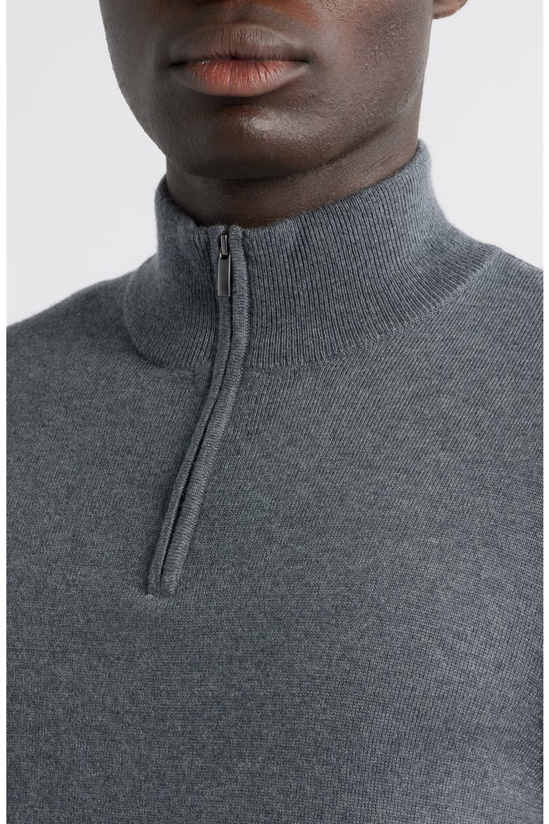 Washable Italian Merino Wool Quarter Zip Sweater, Alternate, color, GREY TURBULENCE HEATHER