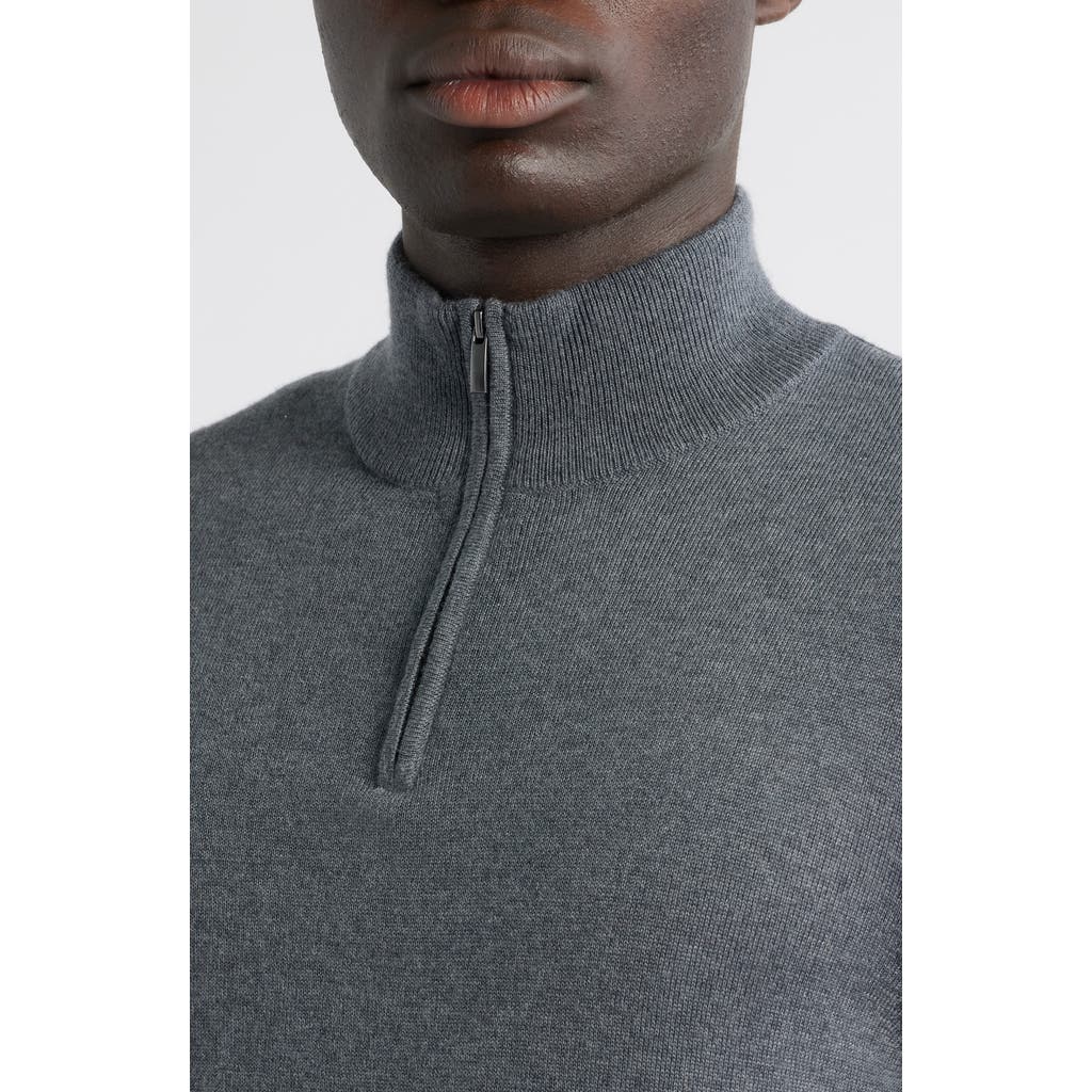 Nordstrom Washable Merino Wool Quarter Zip Sweater In Gray