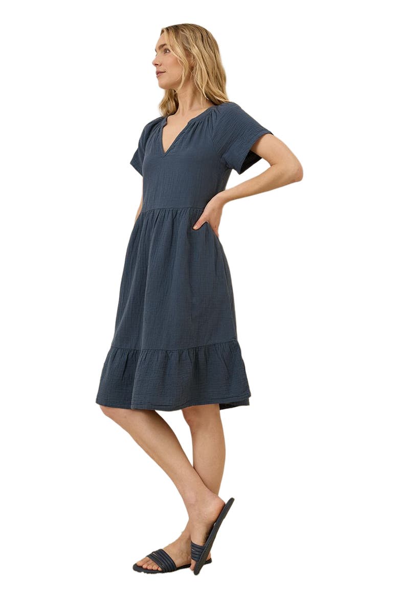 Organic Cotton Coastal Double Gauze Breezy Dress, Alternate, color, French Navy