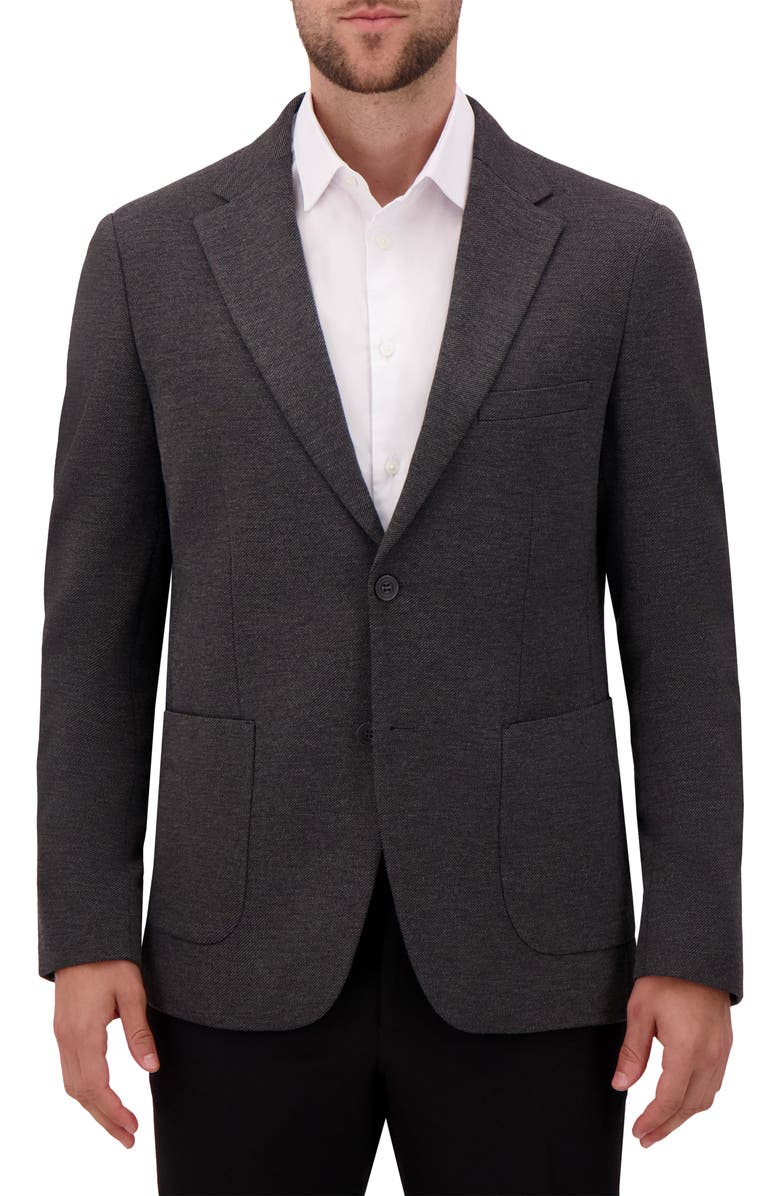 Victor Emmanuel Charcoal Grey Mélange Comfort Knit Sport Coat, Main, color, Charcoal