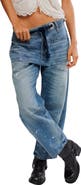 Free People Moxie Mid Rise Low Slung Tie Waist Nonstretch Jeans