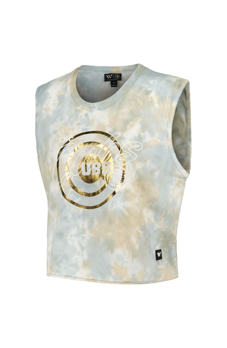 THE WILD COLLECTIVE Women's The Wild Collective White Chicago Cubs Washed Muscle Tank Top, Alternate, color, White