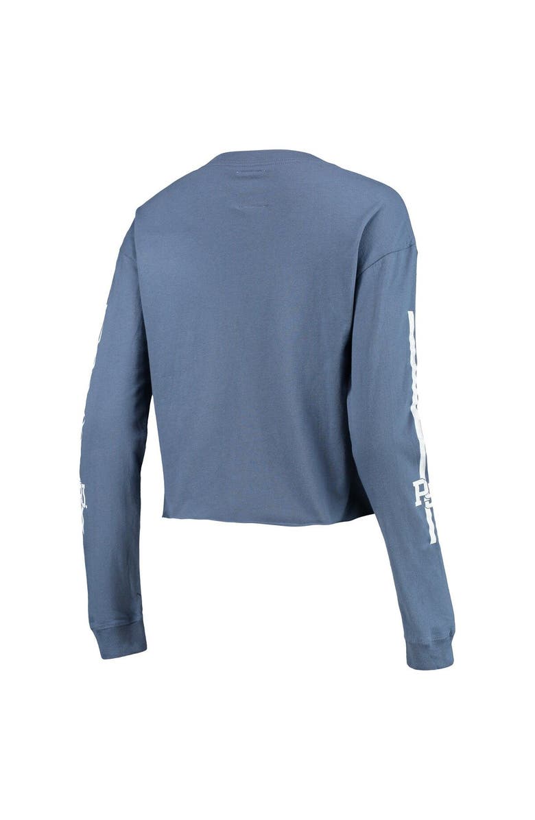 LEAGUE COLLEGIATE WEAR Women's League Collegiate Wear Navy Penn State Nittany Lions Clothesline Cotton Midi Crop Long Sleeve T-Shirt, Alternate, color, Navy