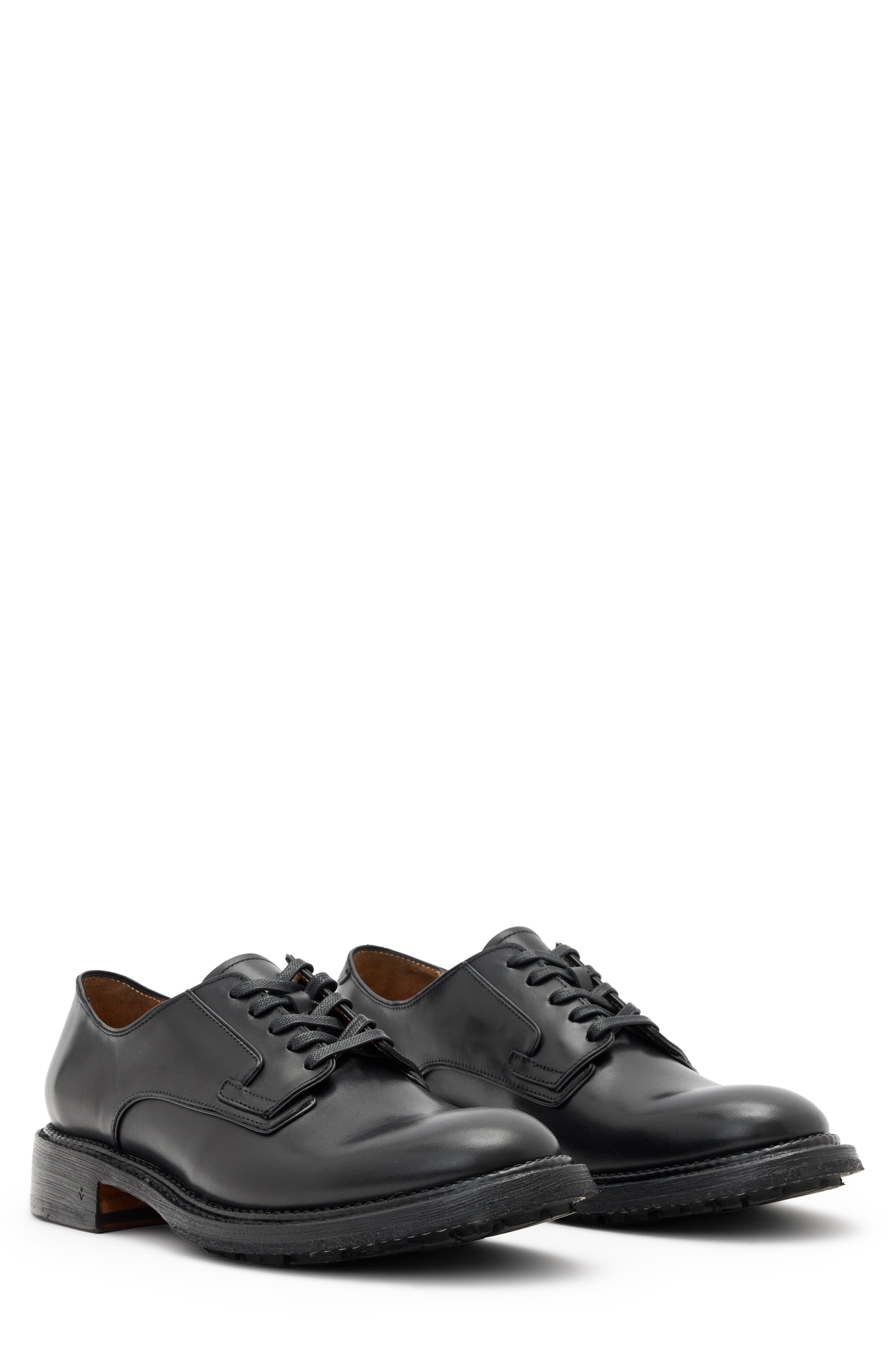 John Varvatos Heritage Lugged Plain Toe Derby, Main, color, Black