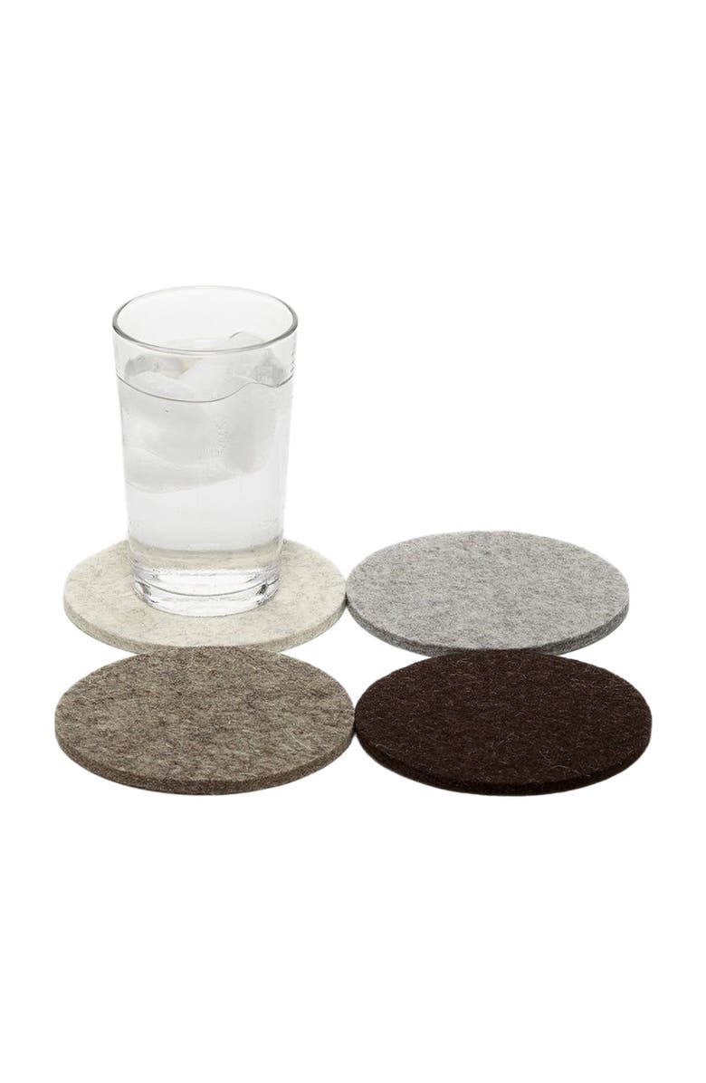 Graf Lantz Bierfilzl Merino Wool Round Coaster Solid 4 Pack, Alternate, color, Earth