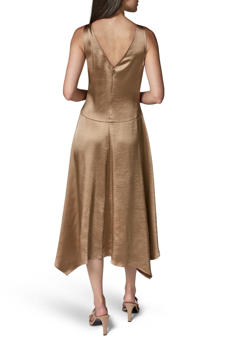 Hammered Satin Handkerchief Hem Dress, Alternate, color, CAMEL