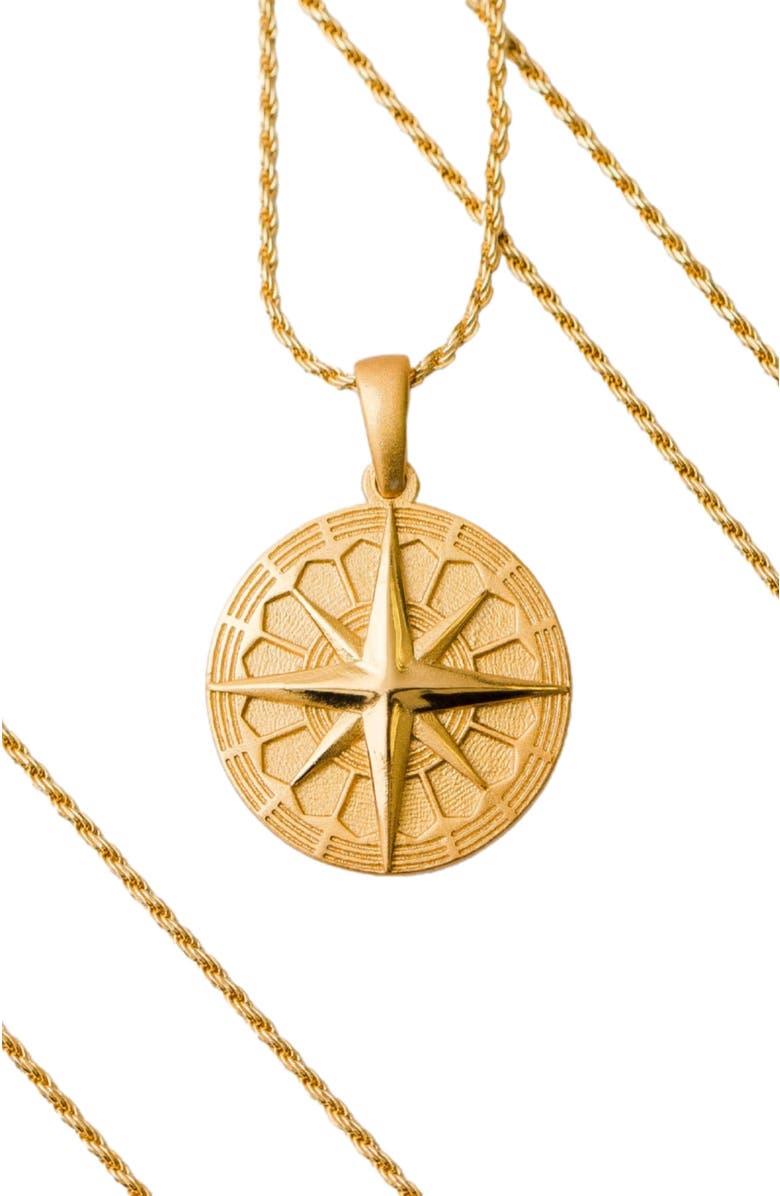 Mantra Find Your True North mandala necklace, Main, color, Gold