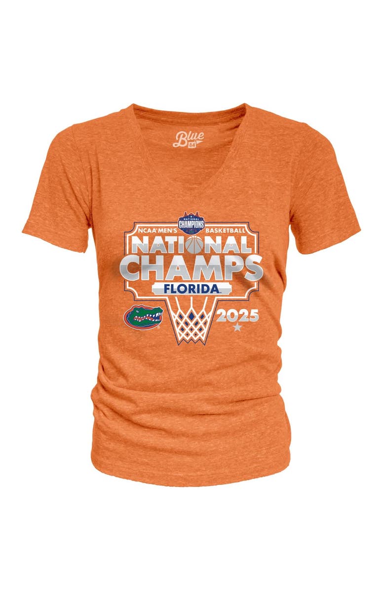 BLUE 84 Women's Blue 84 Orange Florida Gators 2025 NCAA Men's Basketball National Champions Bracket Tri-Blend V-Neck T-Shirt, Alternate, color,