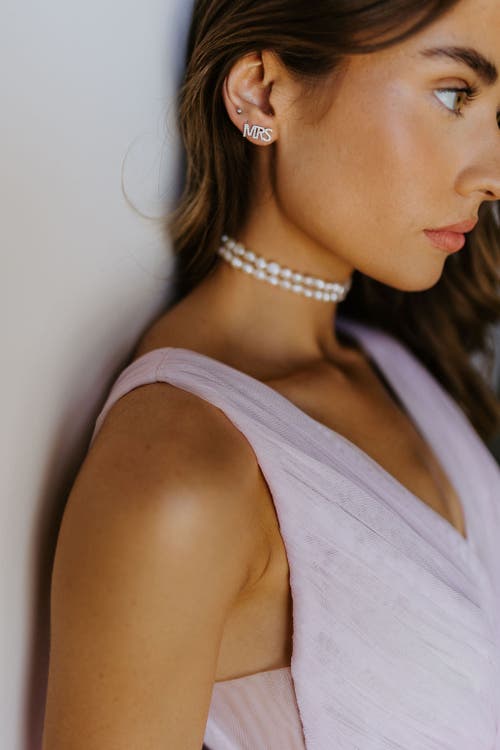 Untamed Petals Mrs Crystal Studs In Metallic