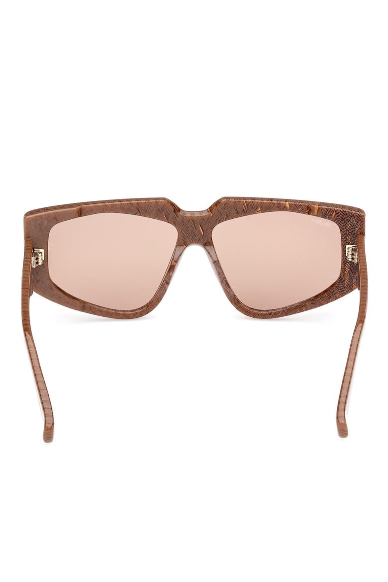 58mm Geometric Sunglasses, Alternate, color, BROWN CHEVRON / LIGHT BROWN