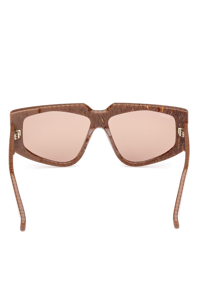 Max Mara 58mm Geometric Sunglasses, Alternate, color, Brown Chevron / Light Brown