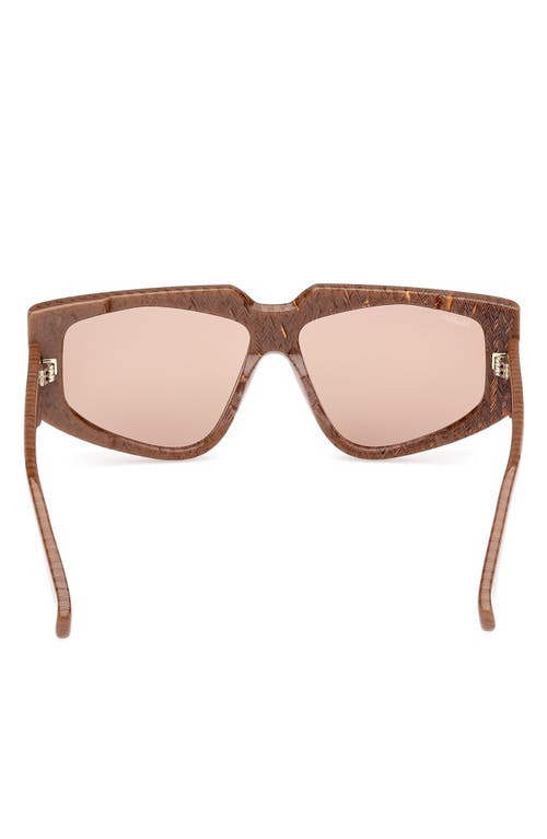 Max Mara 58mm Geometric Sunglasses In Brown Chevron/light Brown