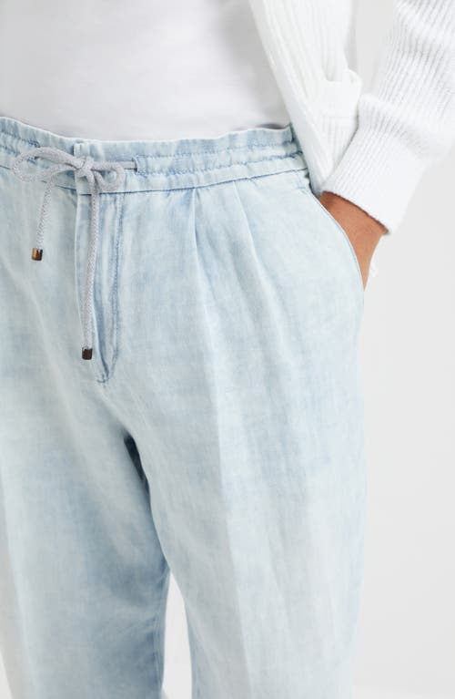 Brunello Cucinelli Trousers With Drawstring In Light Denim