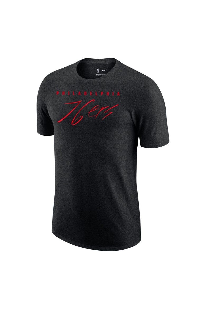 Men's Nike Heather Black Philadelphia 76ers Courtside Versus Flight Max90 T-Shirt, Alternate, color, Heather Black