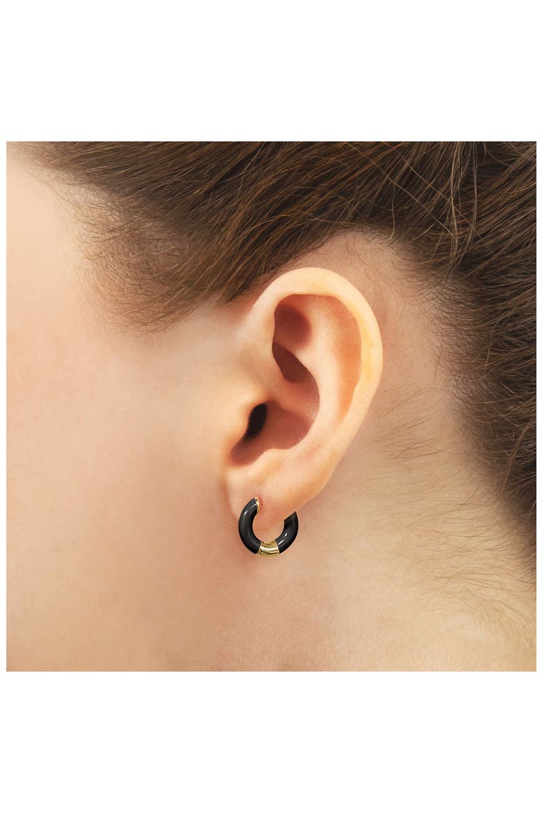 Tubular Enamel Hoop Earrings, Alternate, color, BLACK