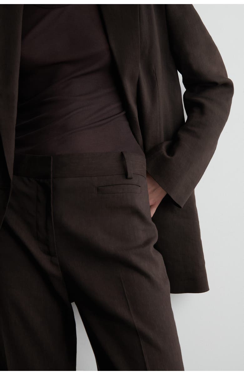 COS Tailored Linen Straight-Leg Pants, Alternate, color, Dark Brown