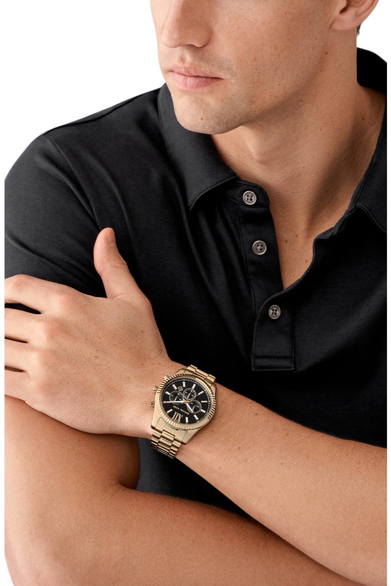 Lexington Chronograph Quartz Bracelet Watch, 44mm, Alternate, color, BEIGE GOLD