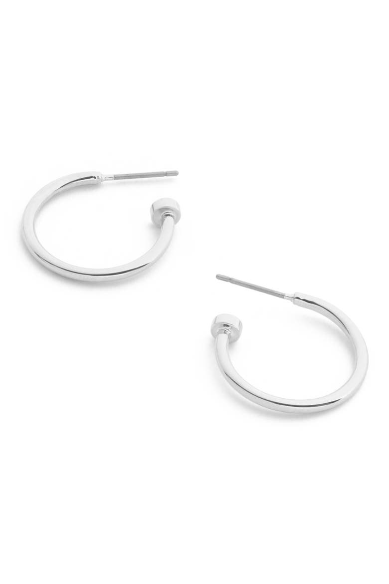 Small Core Hoop Earrings, Alternate, color, RHODIUM