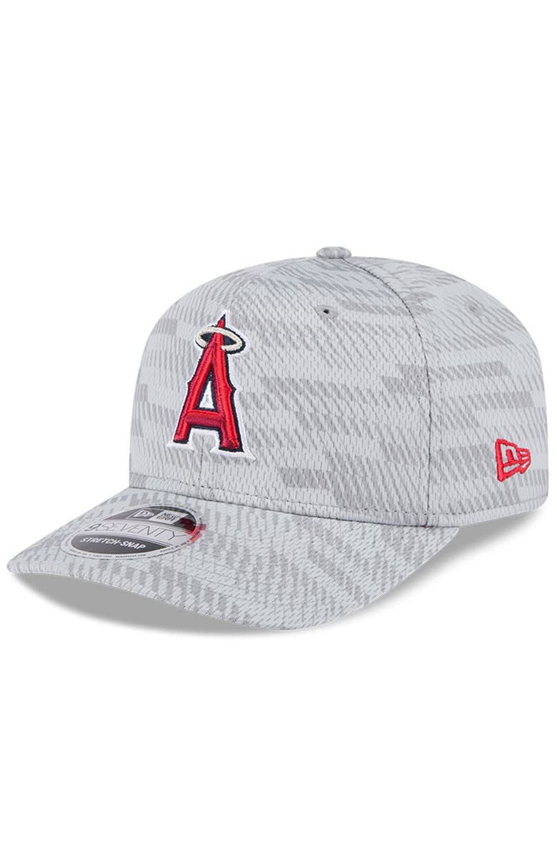 New Era Men's New Era Gray Los Angeles Angels 2025 MLB Clubhouse 9SEVENTY Stretch-Snap Hat, Alternate, color, 